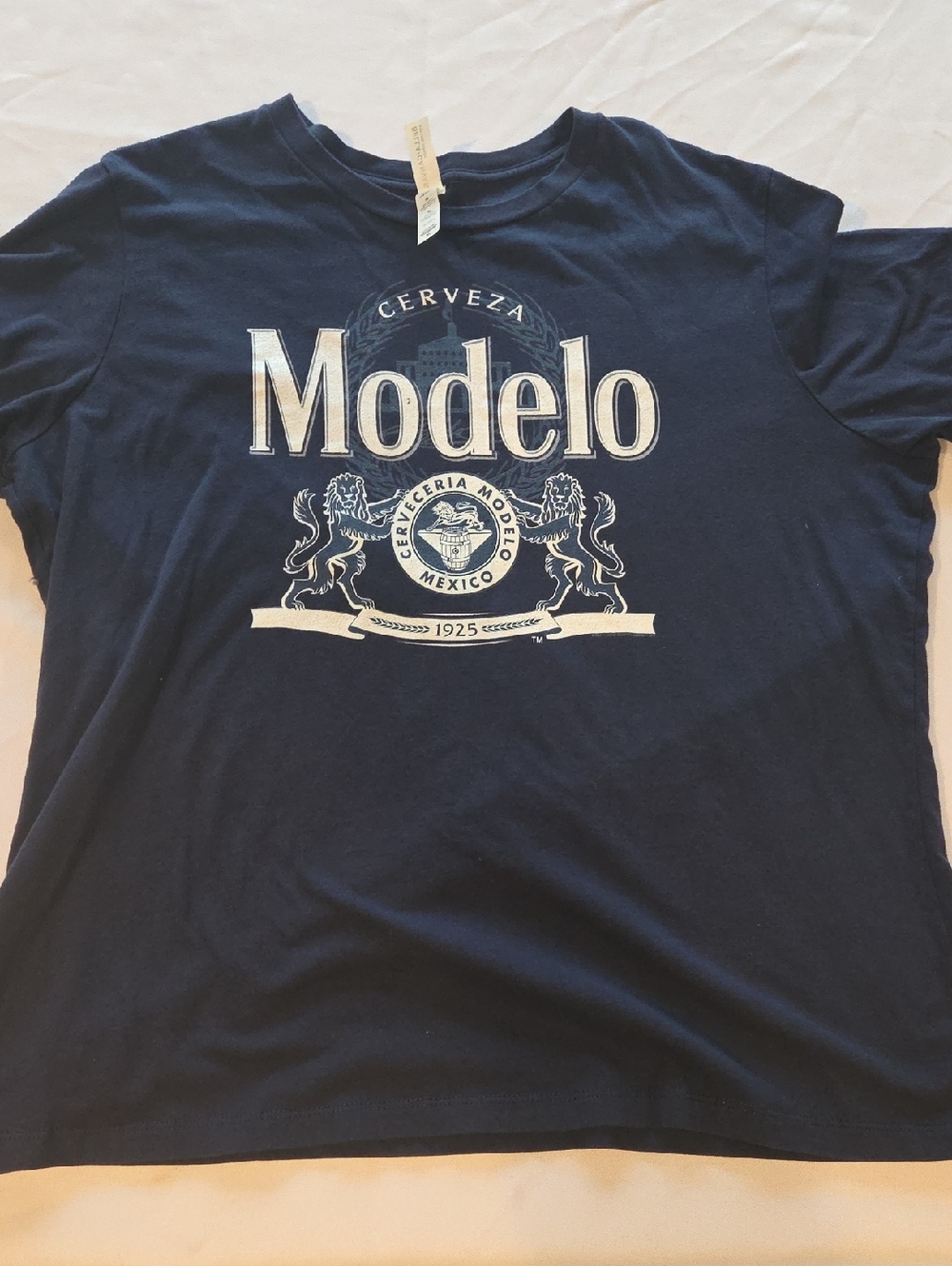 Bella Canvas Navy Modelo Crest Logo Short Sleeve Tee